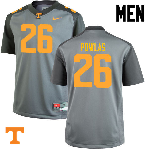 Men #26 Ben Powlas Tennessee Volunteers College Football Jerseys-Gray - Click Image to Close